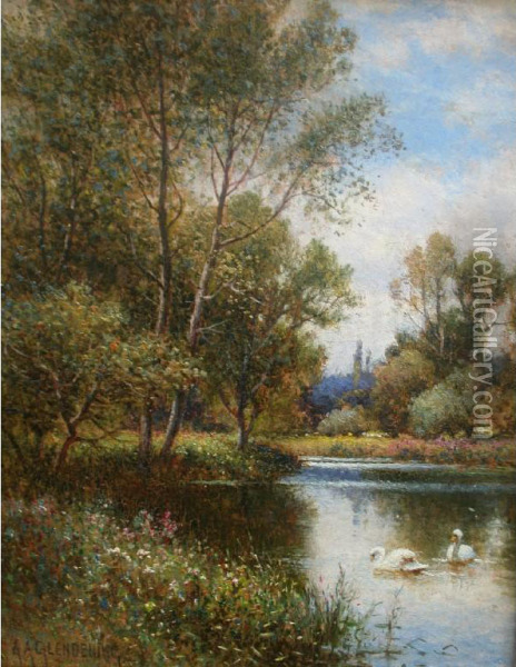 The Swans' Haunt Oil Painting - Alfred Augustus Glendening