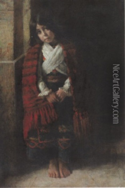 Portrat Eines Kleinen Madchens Oil Painting - Charles Albert Walhain