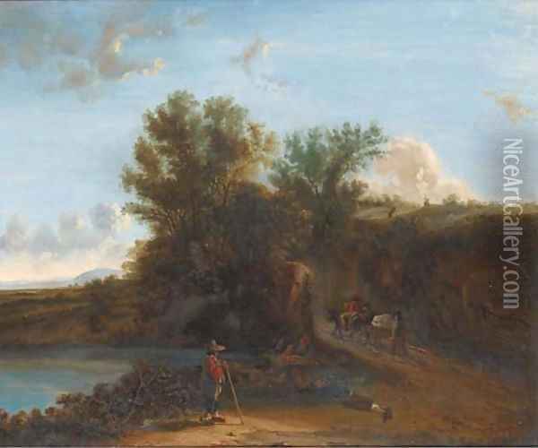 Travellers at the bend in the road Oil Painting - Dutch School
