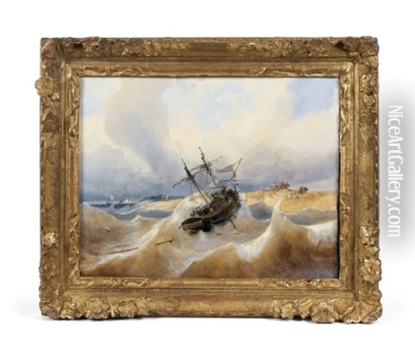 Naufrage En Mer Oil Painting - Charles Louis Mozin