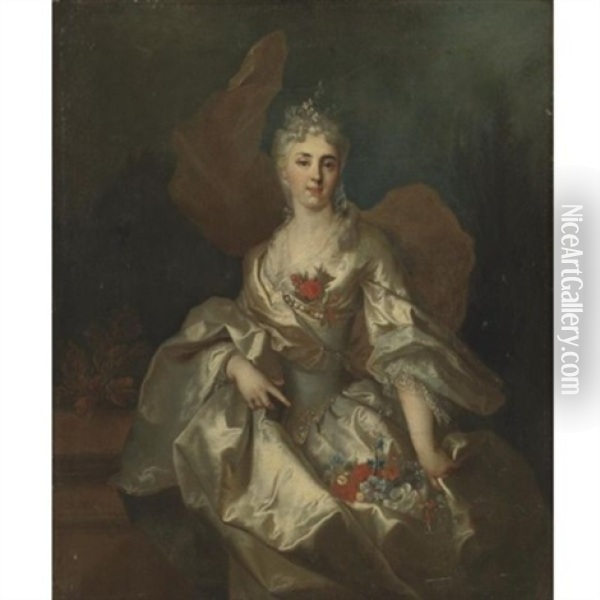 Portrait Of A Lady, Said To Be Marie-elisabeth Le Fevre De Caumartin Oil Painting - Nicolas de Largilliere