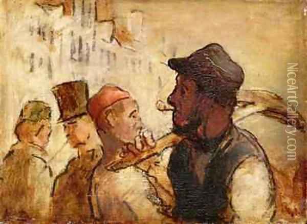 Workmen on the Street Oil Painting - Honore Daumier