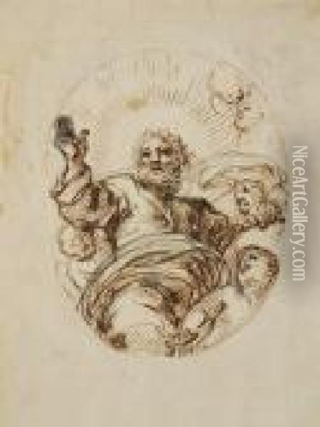 Dio Padre Benedicente Circondato Dagli Angeli In Gloria Oil Painting - Annibale Carracci