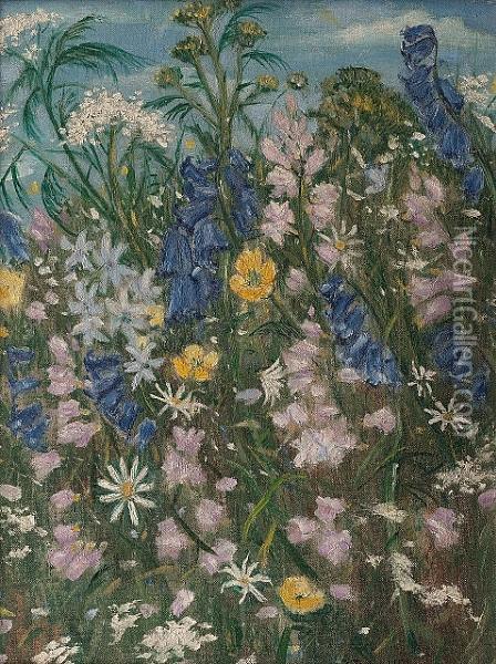 Summer Meadow Oil Painting - Christopher R. Wynne Nevinson