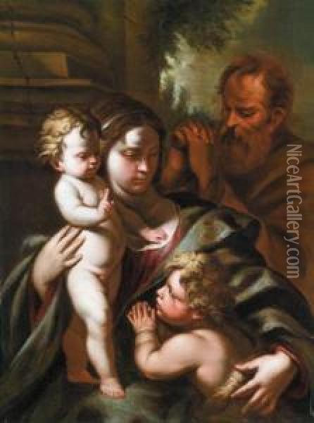 Sacra Famiglia Con San Giovannino Oil Painting - Nicola Vaccaro