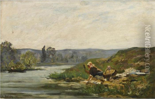 Lavandiere Oil Painting - Hippolyte Camille Delpy
