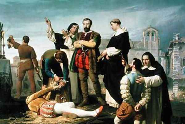 The Comuneros Juan de Padilla 1490-1521 Juan Bravo and Francisco Maldonado at the Scaffold Oil Painting - Antonio Gisbert