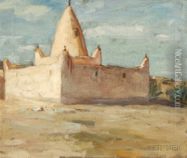 Entrance (+ Moroccan Building With Bright, Blue Sky; 2 Works) Oil Painting - Robert Henry Logan