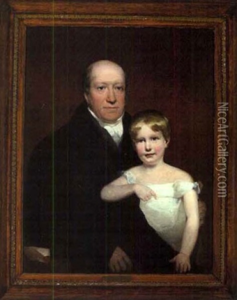 Portrait Of Roger Aytoun And His Son William Edmunstoune Aytoun Oil Painting - John Watson Gordon