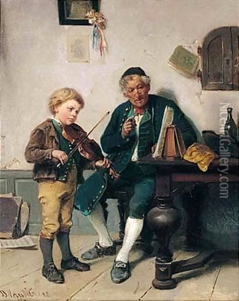 Die Musikstunde (The Music Lesson) Oil Painting - Marc Louis Benjamin Vautier