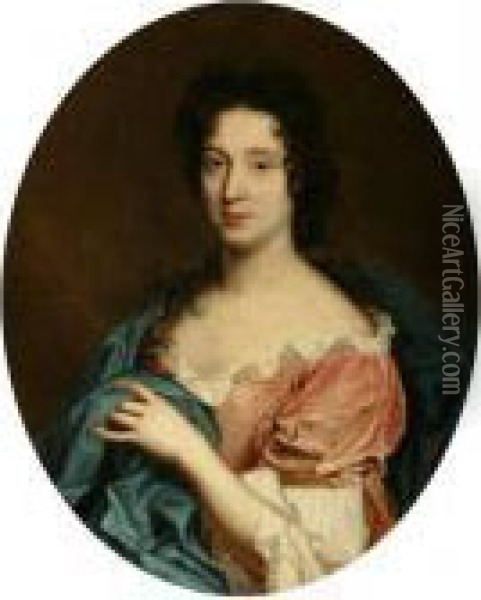 Attributed To Nicolas De Largilliere . Portrait Of Francoise Bertaut De Motteville Oil Painting - Nicolas de Largillierre