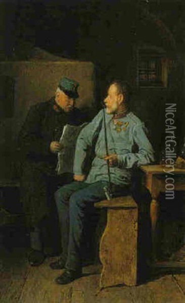 In The Inn Oil Painting - Friedrich Ritter von Malheim Friedlaender