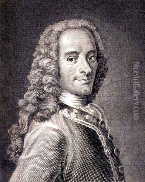 Francois Marie Arouet de Voltaire 1694-1778 Oil Painting - Maurice Quentin de La Tour
