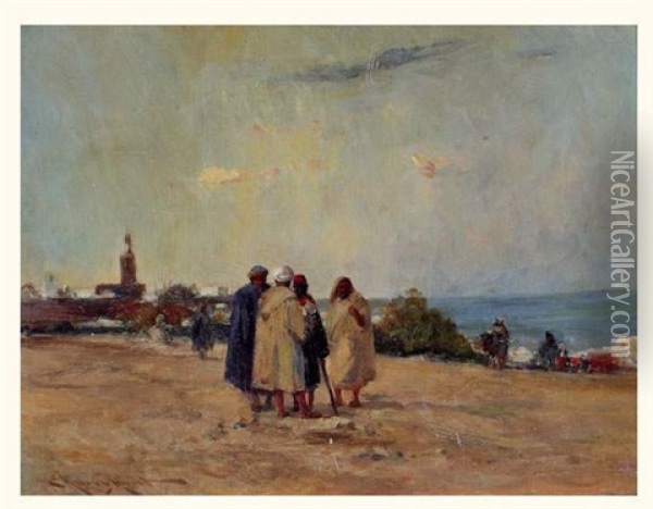 Conversation Au Bord De La Mer Oil Painting - Edmund Aubrey Hunt