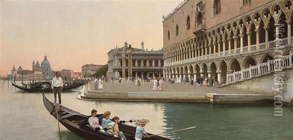 The Molo With The Doge's Palace Oil Painting - Vincenzo Caprile
