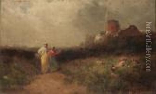 Landscape With Peasant Women Oil Painting - Rosa Bonheur