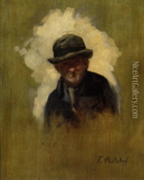 Brustbild Eines Alten Mannes Oil Painting - Franz Sturtzkopf