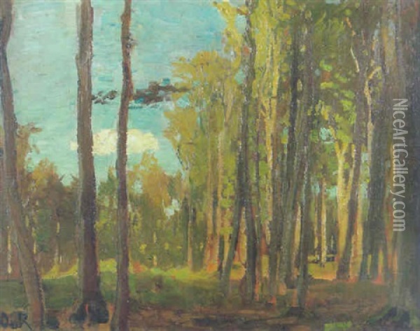 Waldeinblick Auf Eine Sonnenbeschienene Lichtung Oil Painting - Otto Reiniger