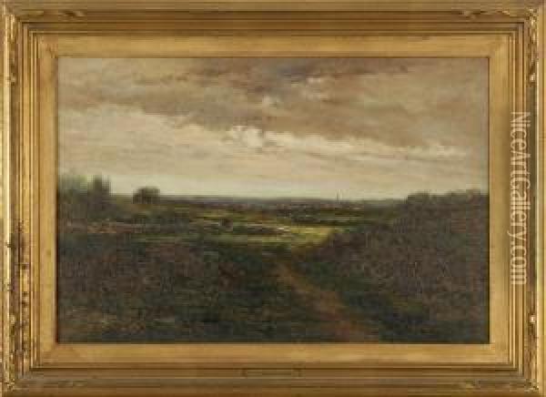 Landscape With Distant Village Oil Painting - Robert Ward Van Boskerck