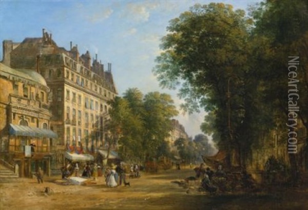 Boulevard Montmartre Oil Painting - Caleb Robert Stanley