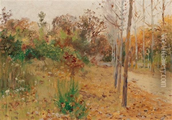 Avenue In Autumn Oil Painting - Theodor von Hoermann