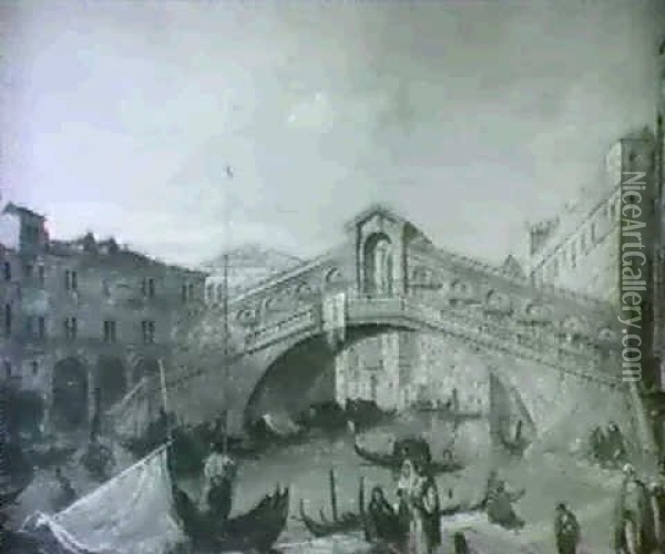 Rialto Bridge, Venice Oil Painting - Edward Pritchett