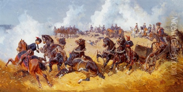 Auffahrende Artillerie Oil Painting - Alexander Ritter Von Bensa