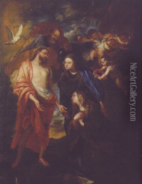 Saint Dorothy Being Presented To The Trinity By The Virgin Mary Oil Painting - Erasmus Quellinus II