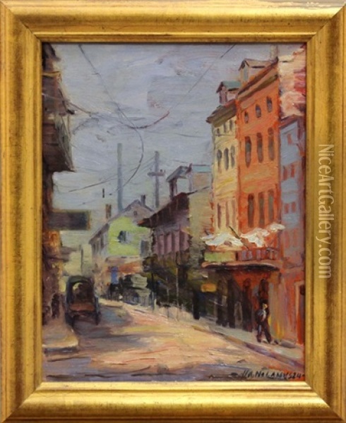 A Street In French Town Oil Painting - Harry A. Nolan