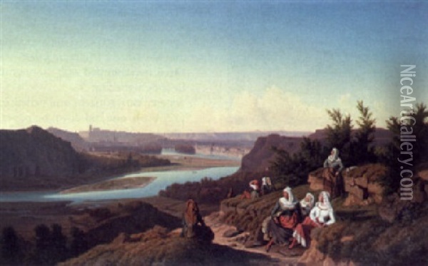 A View Of Prague Oil Painting - Hubert Sattler