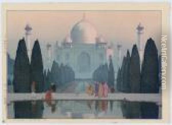 Taji Maharu No Asagiri Dai Go/morning Mist In Taj Mahal No 5 Oil Painting - Hiroshi Yoshida