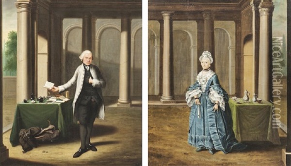 Paar Portrats Eines Vornehmen Herrn Und Einer Eleganten Dame Oil Painting - Johann Faber