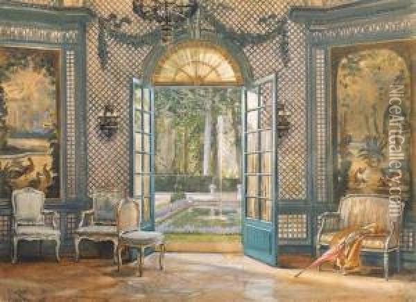 'le Salon De Musique De La 'villa Trianon' Oil Painting - William Larkin