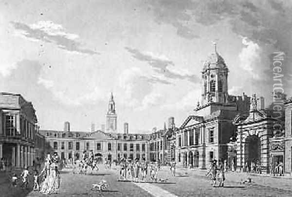 The Great Court Yard Dublin Castle 1792 Oil Painting - James Malton