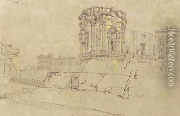 Northern facade of the Monastry of S. Giovanni a Carbonara, Naples, Italy Oil Painting - John Ruskin