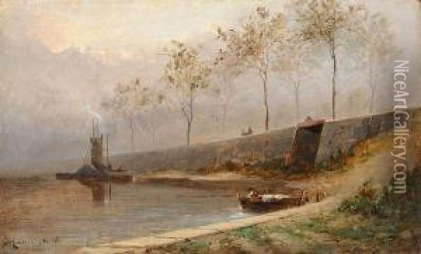 Bord De Canal Oil Painting - Frederic Marius Maniquet