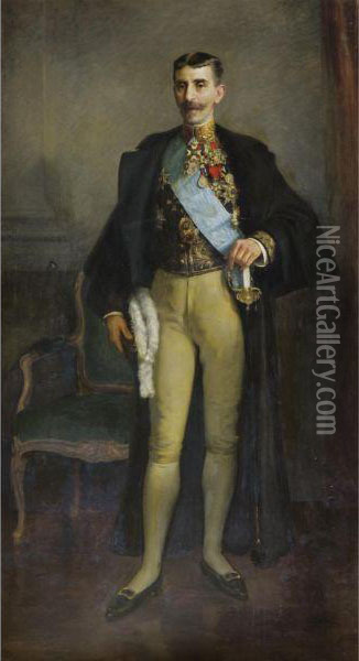 Portrait Of Sir Dimitrios Metaxas Oil Painting - Georgios Roilos