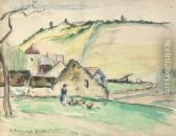 La Ferme A Chatillon-sur-seine Oil Painting - Camille Pissarro