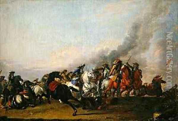 Collision of the Cavalry Oil Painting - Jacques Courtois
