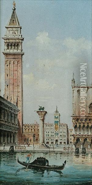Towards The Piazzetta San Marco, Venice; Towards Santa Maria Della Salute, Venice Oil Painting - Giovanni Grubacs