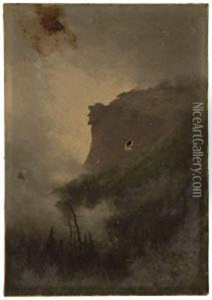 The Old Man Of The Mountain, New Hampshire Oil Painting - Edward Hill