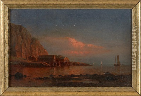 Sunset Coast Oil Painting - Lemuel D. Eldred