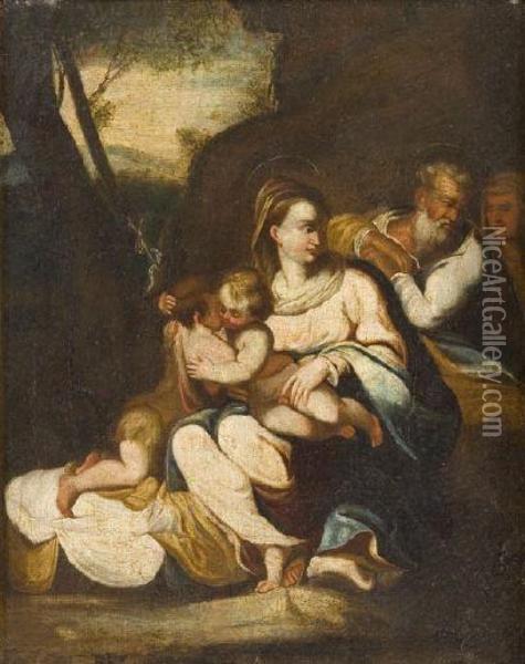 Paesaggio Con Sacra Famiglia Oil Painting - Sebastiano Del Piombo