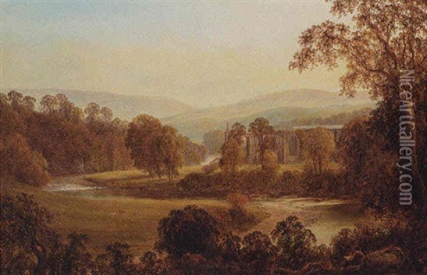 Bolton Abbey Oil Painting - Charles Alexander Smith
