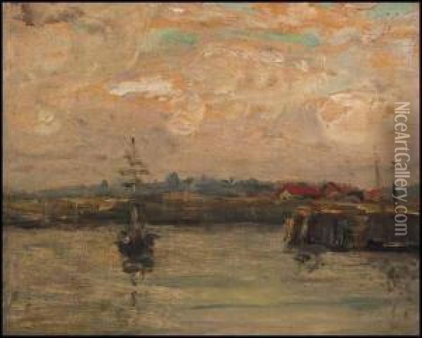 Ship In The Harbour Oil Painting - James Wilson Morrice