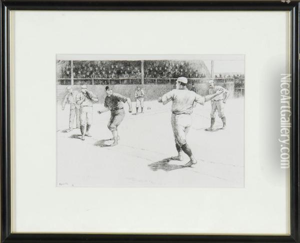 A Baseball Game Oil Painting - Edward Windsor Kemble