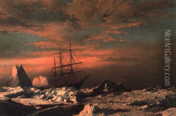 Steamer Panther Among The Icebergs In Melville Bay, Labrador Oil Painting - William Bradford
