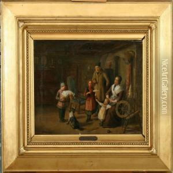 Interior From A Countrymans House Oil Painting - David Monies