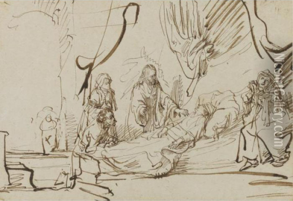 The Raising Of The Daughter Of Jarius Oil Painting - Govert Teunisz. Flinck