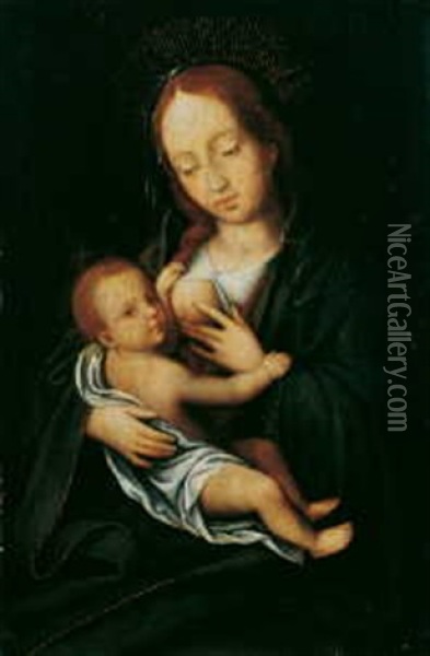 Madonna Lactans Oil Painting - Joos Van Cleve